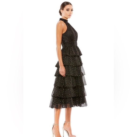 Mac Duggal 49510 Tiered Skirt Polka Dot Dress NEW with tag just needs a zipper - Picture 7 of 9